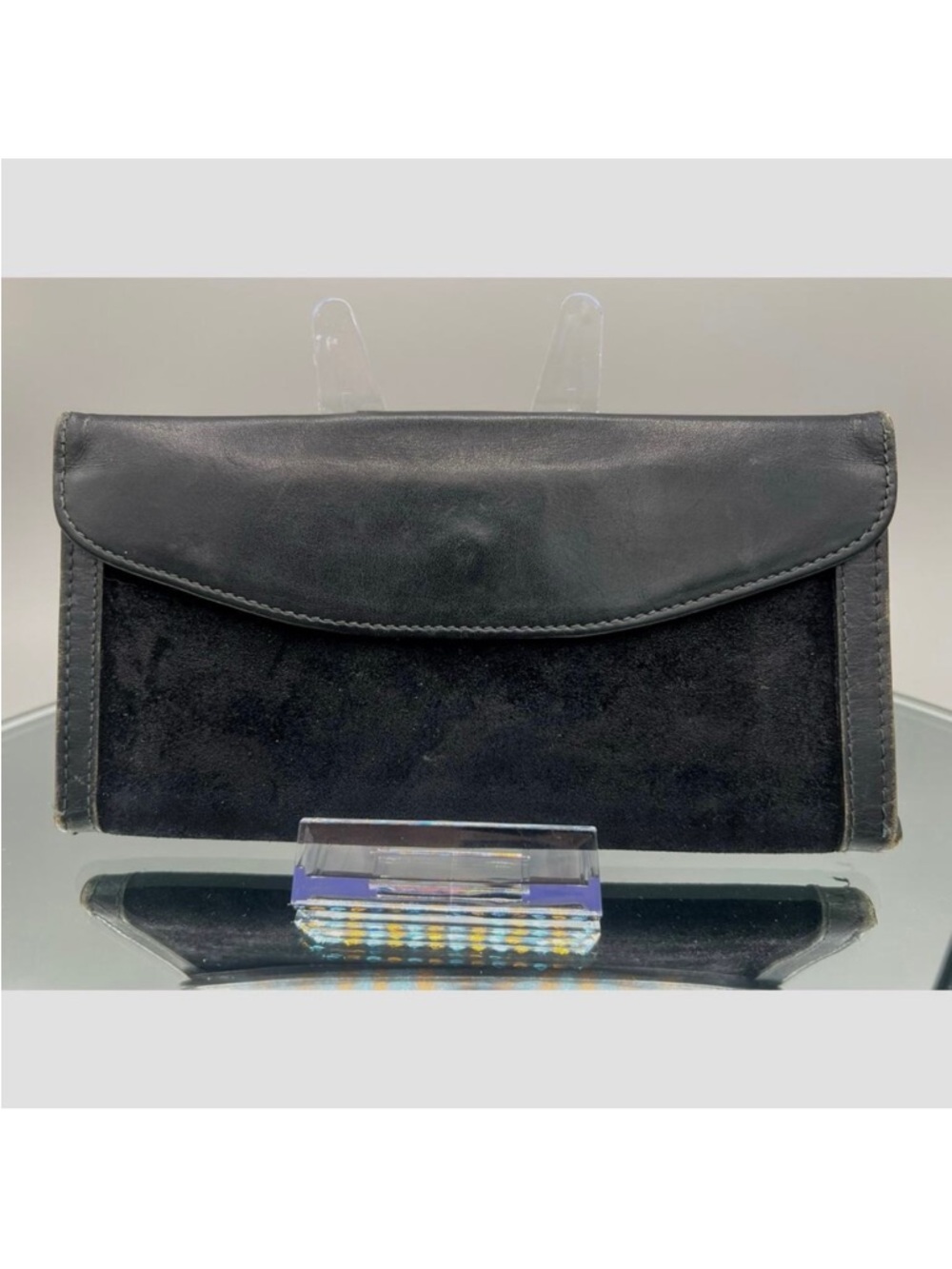 Vintage 1970’s Gucci Black Bi-Fold Suede & Leather Wallet -Authentic - Picture 4 of 13